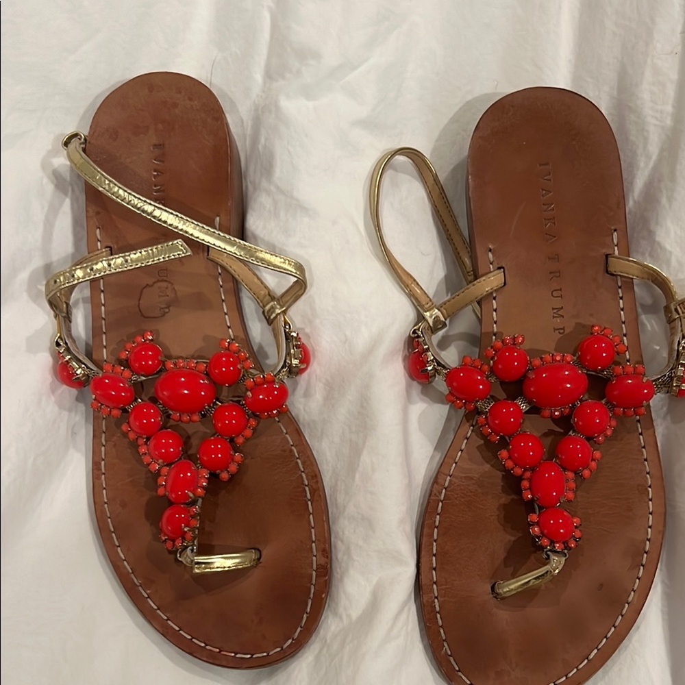 Ivanka Trump Red Beaded Sandals